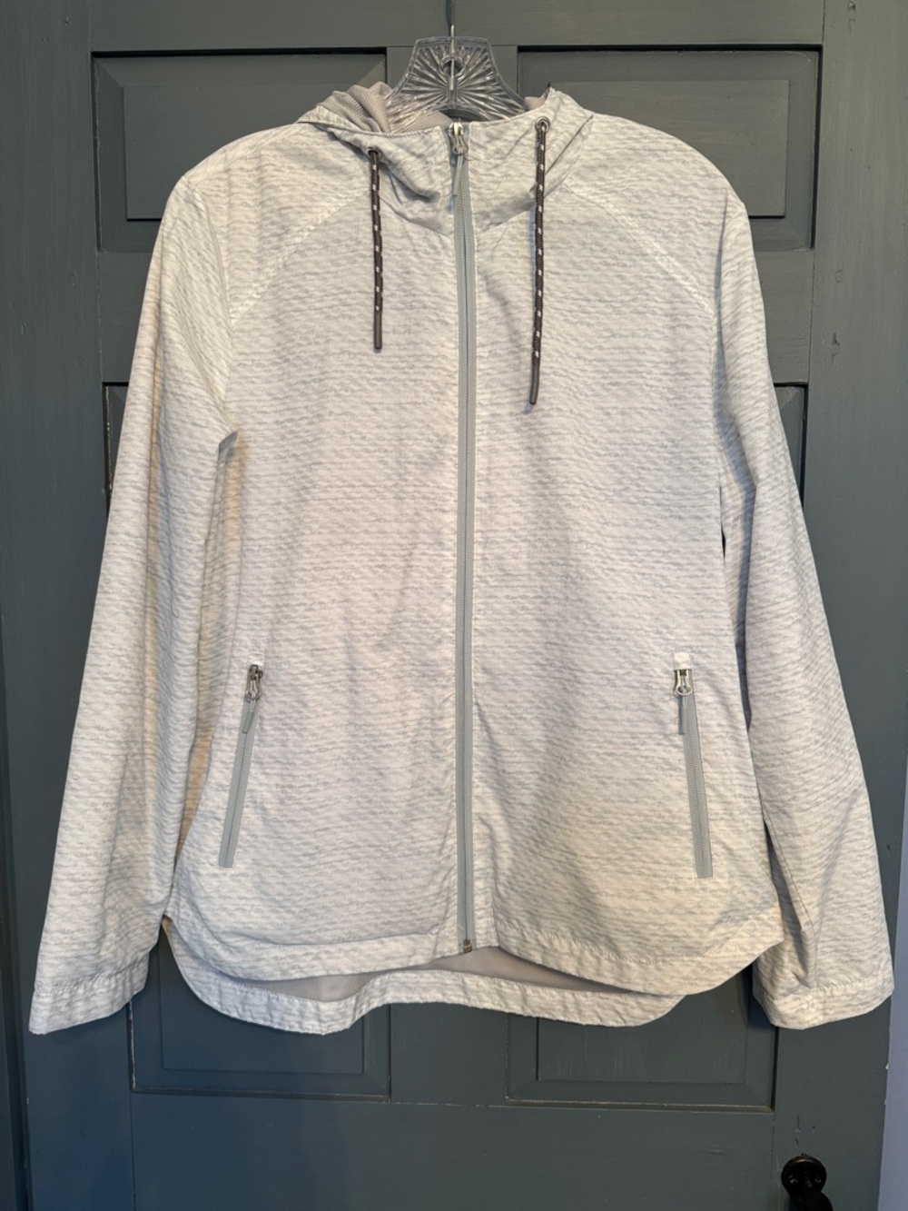 Free Country White/Light Gray Hooded Zip-Up Windbreaker Jacket